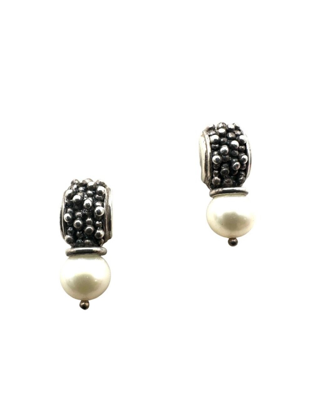 Michael Dawkins Earrings Sterling Silver Pierced Caviar Pearl Design